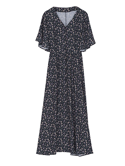 オリジナルフラワーフレア袖ワンピース