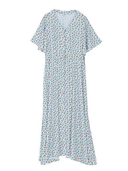 オリジナルフラワーフレア袖ワンピース