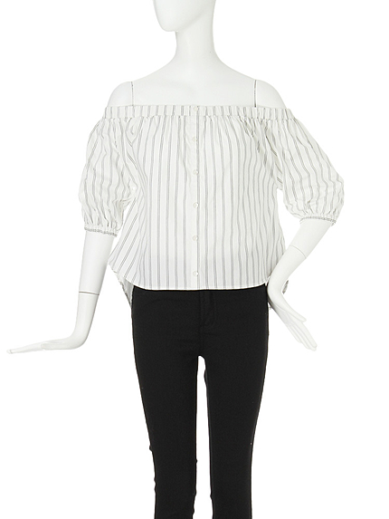 【FEMININE】ボリュームスリーブオフショルシャツ