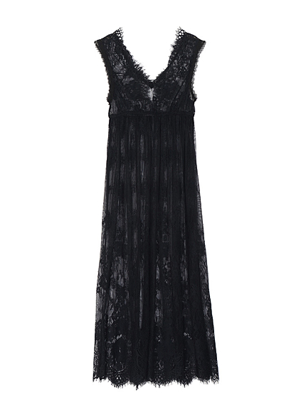 Vネックレースワンピース