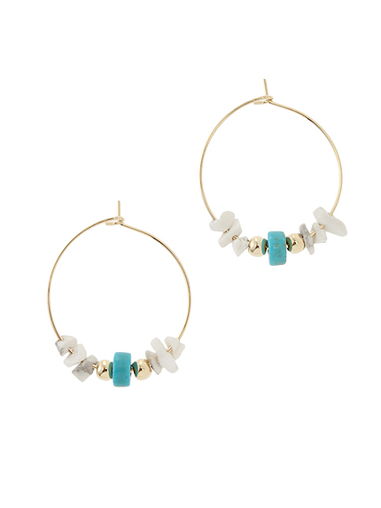 ストーンビーズフープピアス