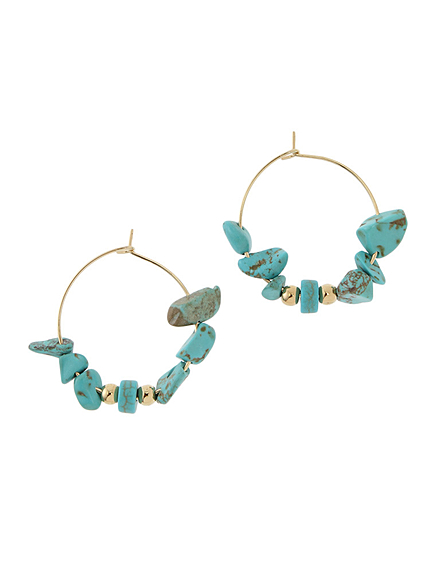 ストーンビーズフープピアス