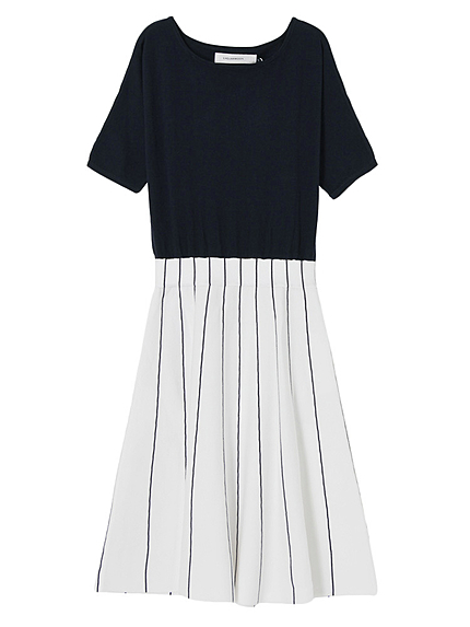 ドルマンニットストライプフレアーワンピース