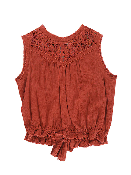 バックオープンレースブラウス