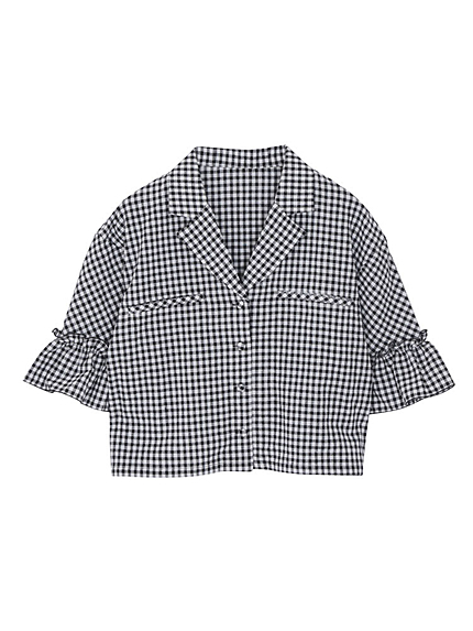 オープンカラーギンガムシャツ