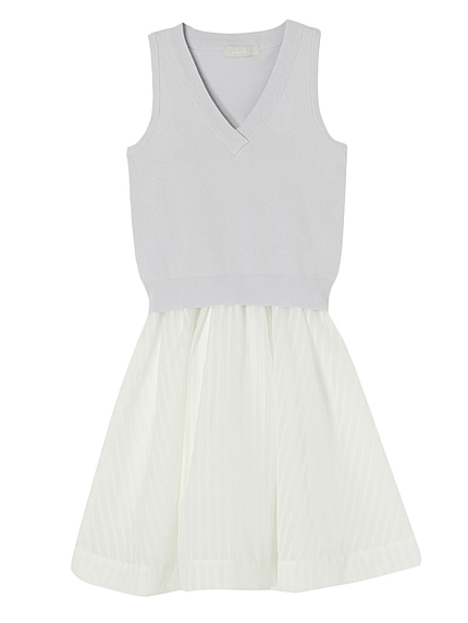 【se】ニットベスト×シアーチェックワンピース