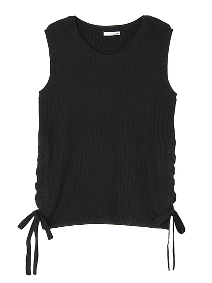 レースアップニットトップス