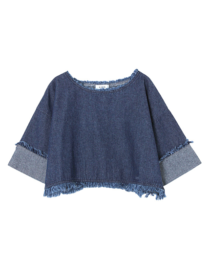 バックカシュクールデニムプルオーバー