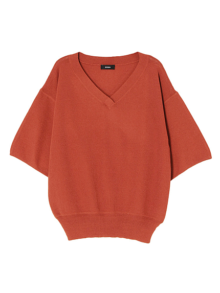 OVER RIB Vネックトップス