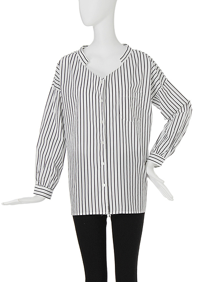 【FEMININE】ロングリラックスデコルテシャツ