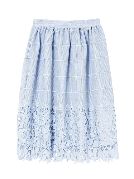 【DUO】 ピンチェック×レーススカート