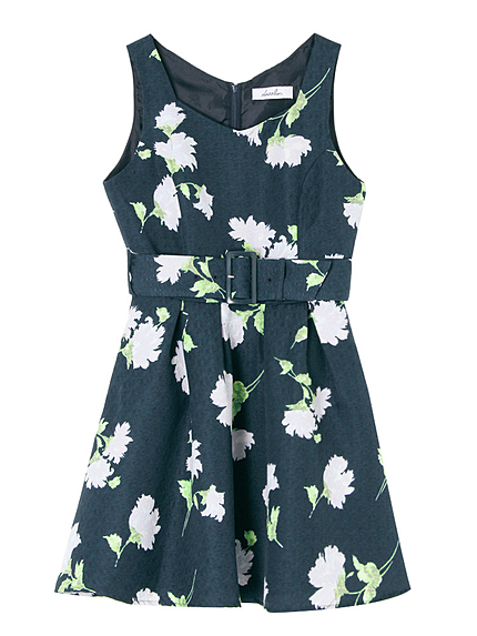 【sc】ベルト付きサニーフラワーワンピース