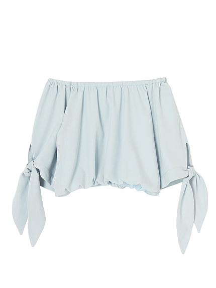 リボンスリーブオフショルトップス