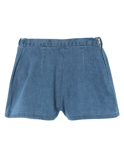 プレーンデニムハイウエストショートパンツ