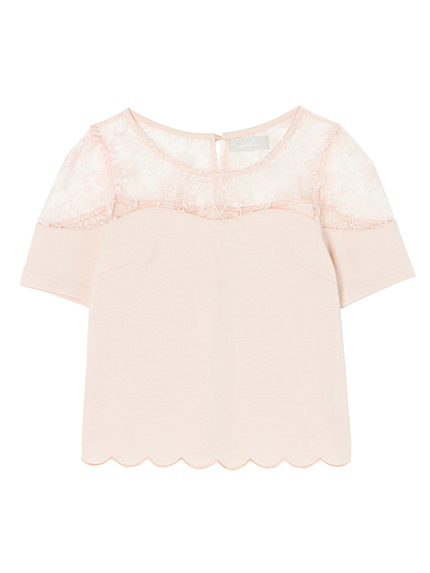 【se】レースヘムスカラップトップス