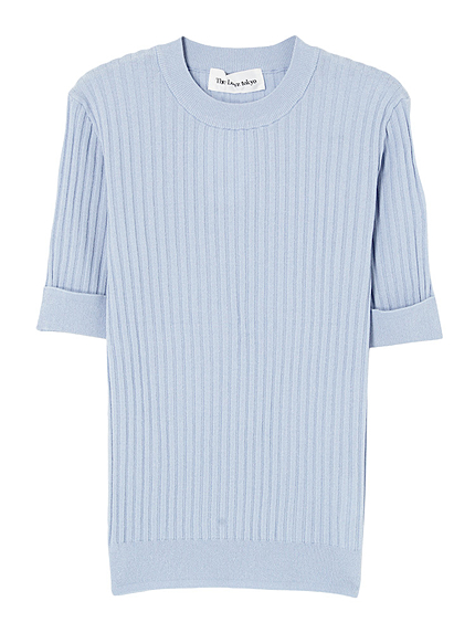 ワイドリブ半袖ニット