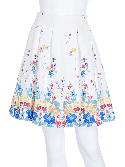 【BSC】 パネル花柄タックスカート