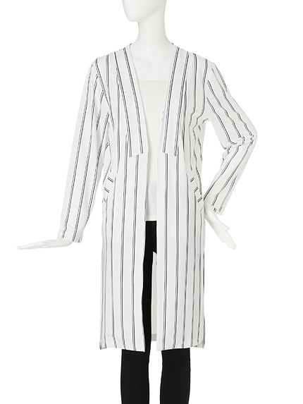 【CASUAL】ノーカラーロングジャケット