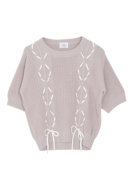 ケーブルリボンニット