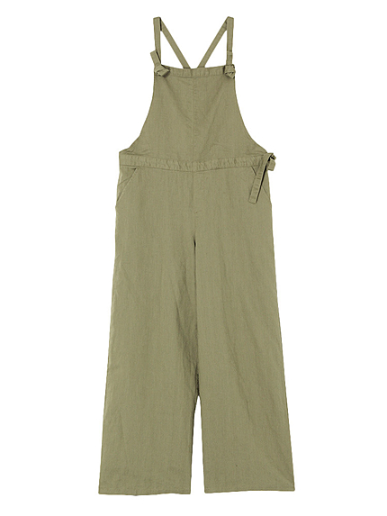 リネン混デザインサロペット