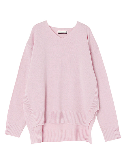 Vネックスリットニットプルオーバー