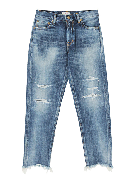 クロップドフレイドストレートデニム