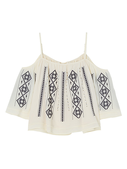 【DUO】 ビーズ刺繍オフショルブラウス