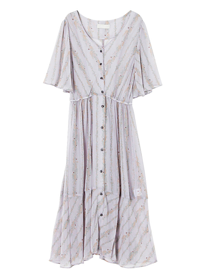 【se】フラワーストライプマキシドレス