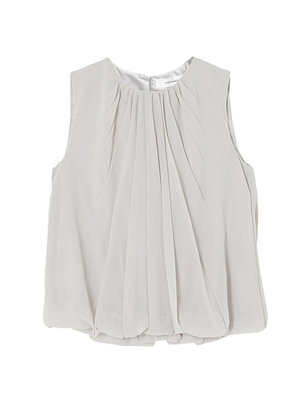 シフォンプリーツクルーネックブラウス