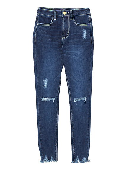 ダメージストレートデニムパンツ