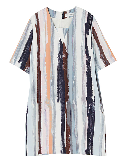 ArtストライプVネックワンピース