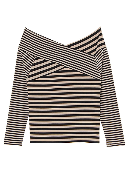 クロスデザインボーダートップス