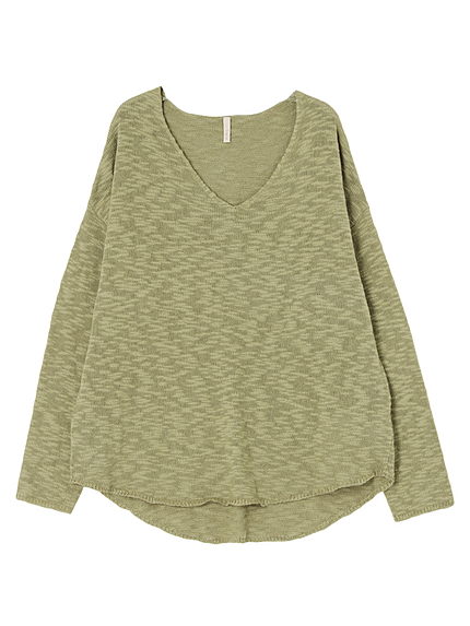 スラブVネックニット