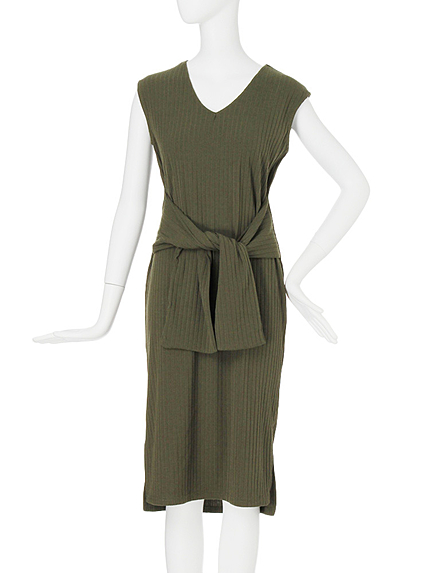 【CASUAL】ウエストマークスリットワンピース