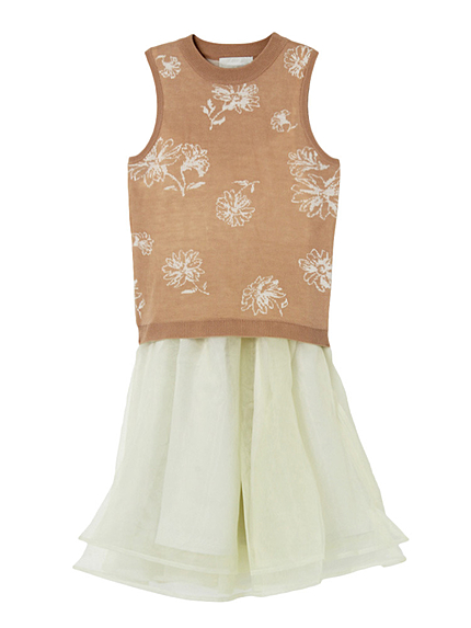 【se】フラワーニットコンビワンピース