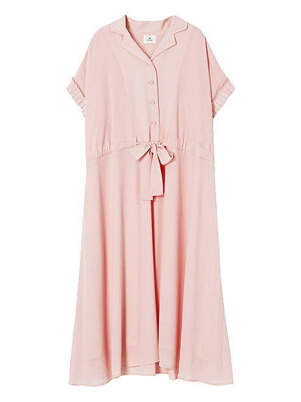 オープンカラーシャツワンピース