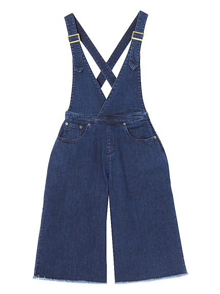 デニムワイドミディサロペットパンツ