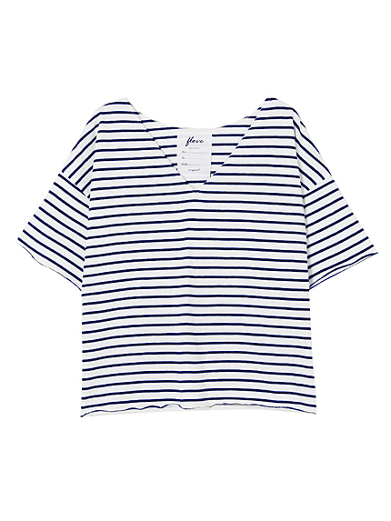 ボーダーＶネックトップス