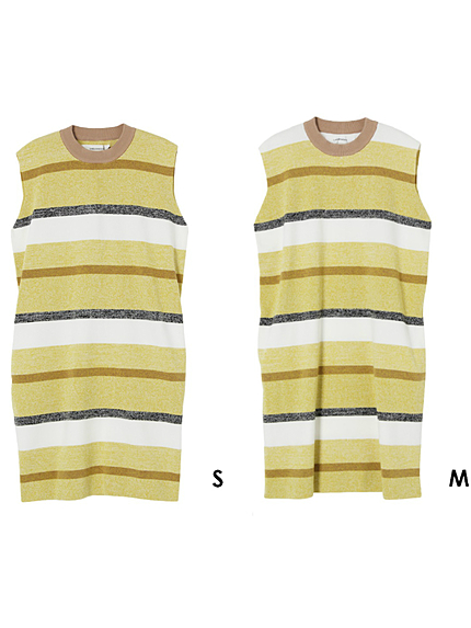 メランジボーダーノースリニットワンピース