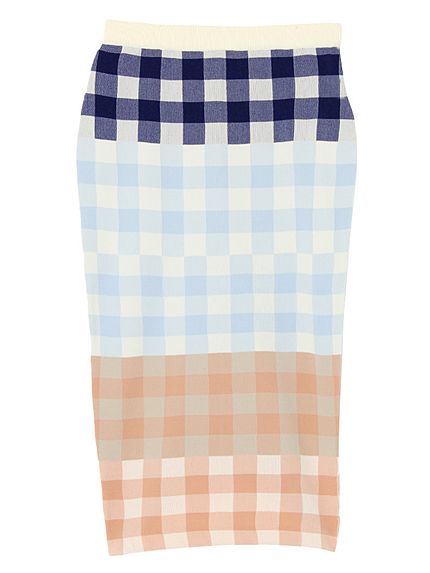 チェックニットタイトスカート