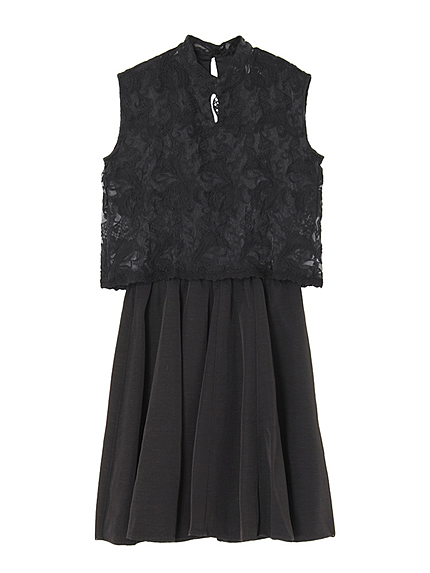 【se】オーガンジーレースコンビワンピース