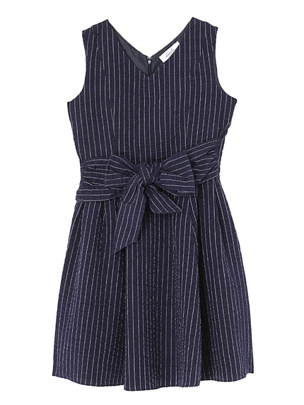 【sc】アシンメトリーリボンストライプワンピース