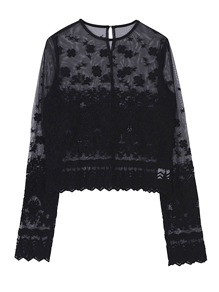 【FEMININE】スカラップレースショートトップス