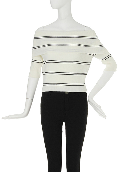 【CASUAL】ソフトリブオフショルプルオーバー