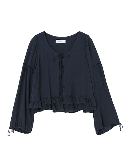 【sc】楊柳レースアップポンチョブラウス