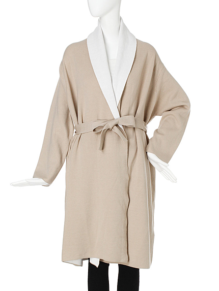 【FEMININE】ペールカラールーズガウンニットコート