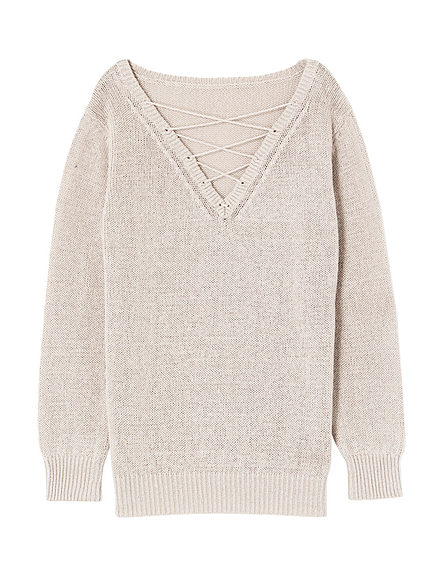 V LACE UPニットトップ