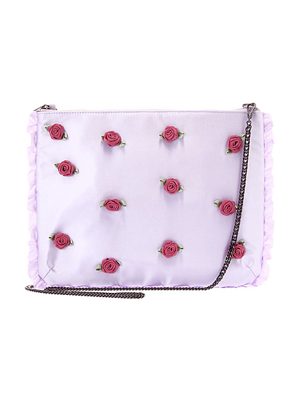 ローズドットサテンクラッチ