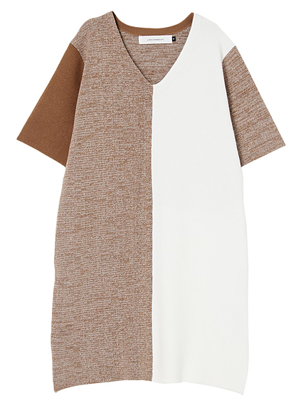 ブロッキングメランジニットワンピース