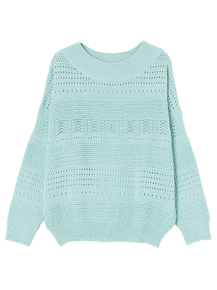 【DUO】 透かしボーダーラウンドニット